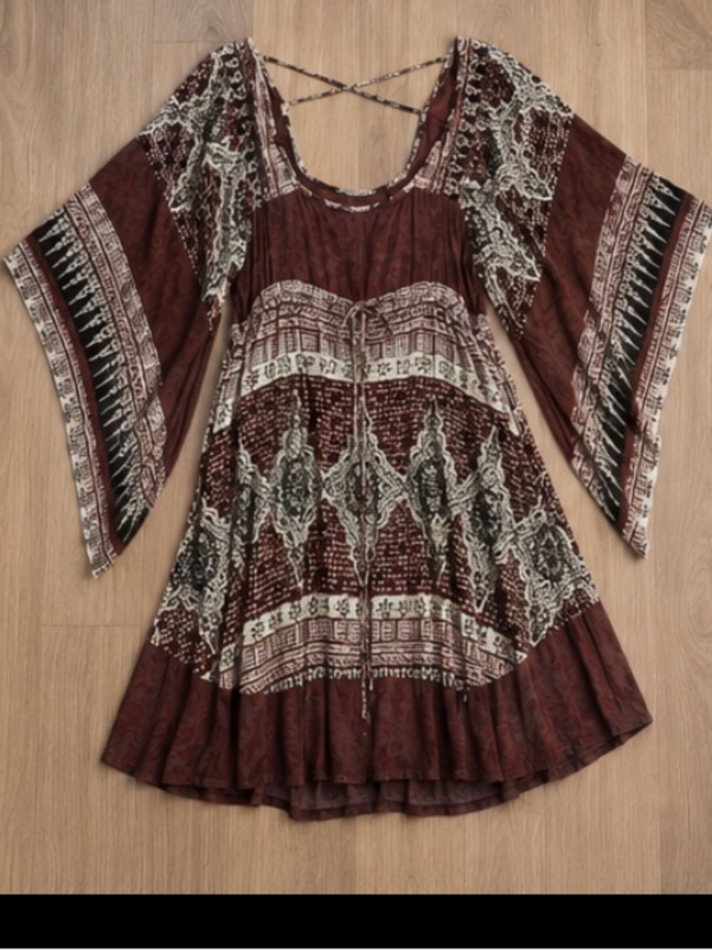Free People Boho Bell Sleeve Mini Dress Festival Tunic